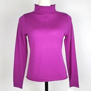 NWT Nicole Miller Women's Extra Fine Merino Wool Mock Neck Purple M